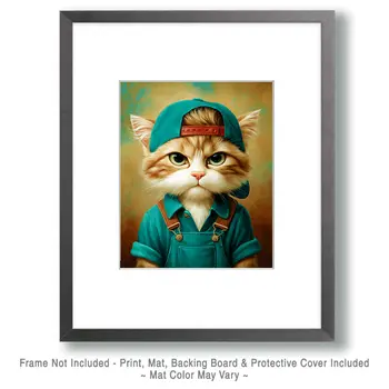 Ralph - Cats in Hats - Art Print - 8"x10" Artwork