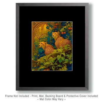 Nouveau Cheetah Pair Big Cats Art Print - 8"x10" Artwork