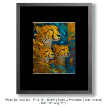 Nouveau Cheetah Mom & Cubs Big Cats Art Print - 8"x10" Artwork
