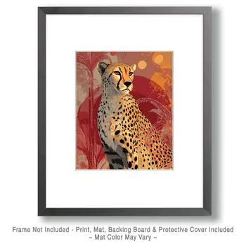 Stylized Cheetah Big Cats Art Print - 8"x10" Artwork