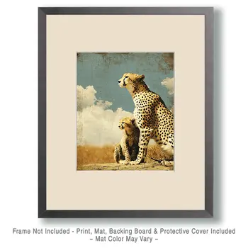 Cheetah& Cub Big Cats Art Print - 8"x10" Artwork