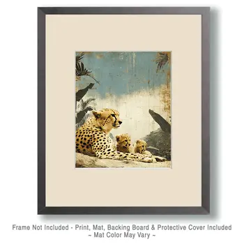 Cheetah& Cubs Relaxing Big Cats Art Print - 8"x10" Artwork