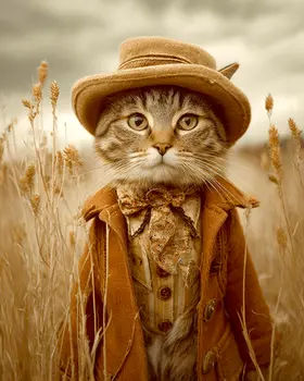 Hank the Country Cat Western Cowgirl Art Print - 8"x10" Artwork