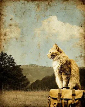 Waiting - Hobo, Vagabond & Wanderer Cat Series Art Print - 8"x10" Artwork