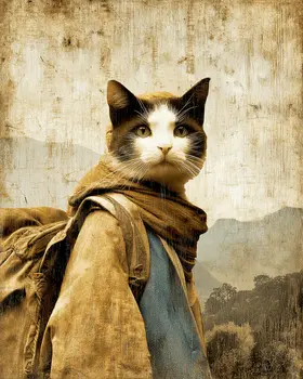 The Wanderer - Hobo, Vagabond & Wanderer Cat Series Art Print - 8"x10" Artwork