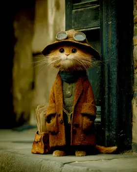 Missed the Last Train - Hobo, Vagabond & Wanderer Cat Series Art Print - 8"x10" Artwork