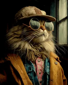 Maine Man - Hobo, Vagabond & Wanderer Cat Series Art Print - 8"x10" Artwork