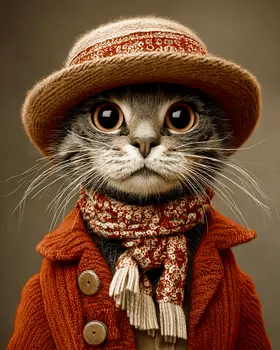Janet - Cats in Hats - Art Print - 8"x10" Artwork