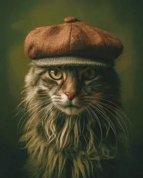 Micky - Cats in Hats - Art Print - 8"x10" Artwork