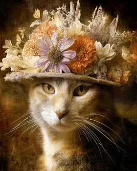 Priscilla - Cats in Hats - Art Print - 8"x10" Artwork
