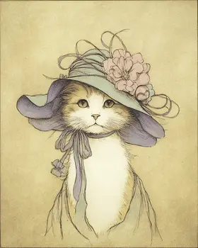 Nora - Cats in Hats - Art Print - 8"x10" Artwork
