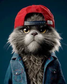 Bruce - Cats in Hats - Art Print - 8"x10" Artwork