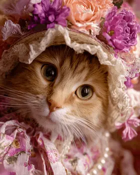 Bonnie - Cats in Hats - Art Print - 8"x10" Artwork