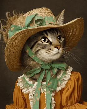 Natalie - Cats in Hats - Art Print - 8"x10" Artwork
