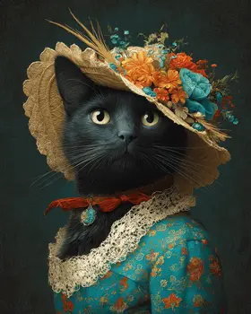 Ms. Whispers - Cats in Hats - Art Print - 8"x10" Artwork