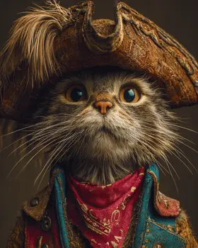 Pirate Pete - Cats in Hats - Art Print - 8"x10" Artwork