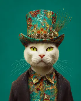 Sir Humphrey - Cats in Hats - Art Print - 8"x10" Artwork