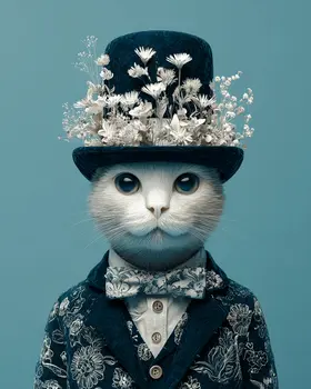 Funny Francis - Cats in Hats - Art Print - 8"x10" Artwork