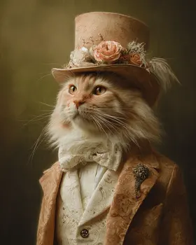 Sir Finicky - Cats in Hats - Art Print - 8"x10" Artwork