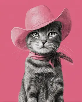 Cowgirl Casey - Cats in Hats - Art Print - 8"x10" Artwork