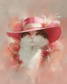 Southern Belle - Cats in Hats - Art Print - 8"x10" Artwork