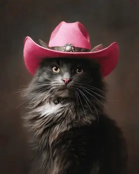 Cowgirl Sally - Cats in Hats - Art Print - 8"x10" Artwork