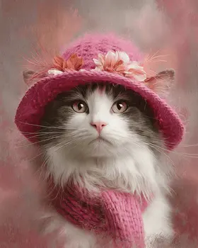 Annabelle - Cats in Hats - Art Print - 8"x10" Artwork