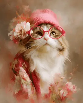 Sarah - Cats in Hats - Art Print - 8"x10" Artwork