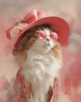 Justina - Cats in Hats - Art Print - 8"x10" Artwork