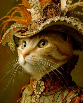 Stella - Cats in Hats - Art Print - 8"x10" Artwork