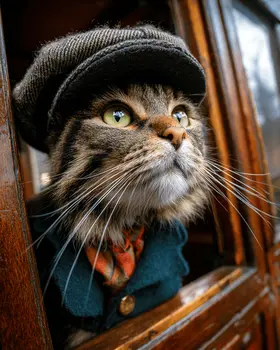 Carl - Cats in Hats - Art Print - 8"x10" Artwork