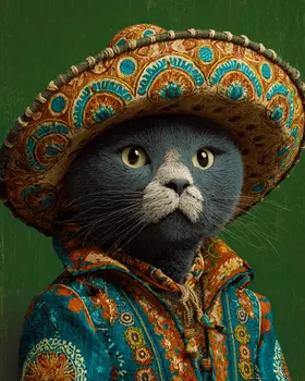 Xavier - Cats in Hats - Art Print - 8"x10" Artwork