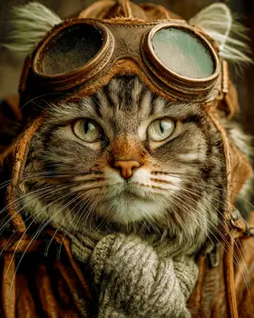 Ace - Cats in Hats - Art Print - 8"x10" Artwork