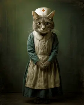 Nurse Betty - Cats in Hats - Art Print - 8"x10" Artwork