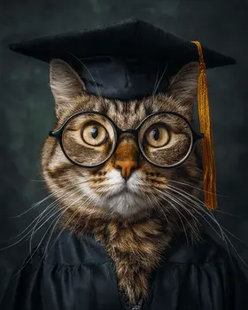 The Graduate - Cats in Hats - Art Print - 8"x10" Artwork