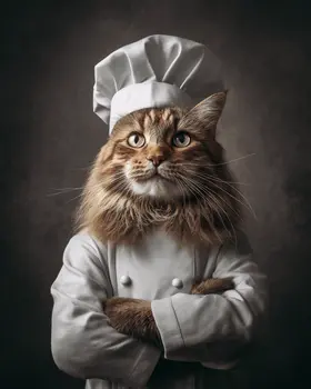 The Chef - Cats in Hats - Art Print - 8"x10" Artwork