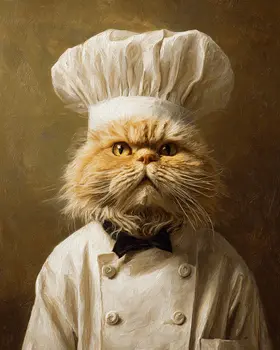 Chef Gordon - Cats in Hats - Art Print - 8"x10" Artwork