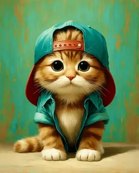Ryan - Cats in Hats - Art Print - 8"x10" Artwork