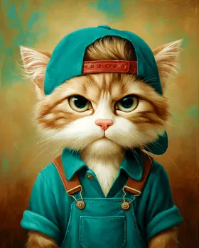 Ralph - Cats in Hats - Art Print - 8"x10" Artwork