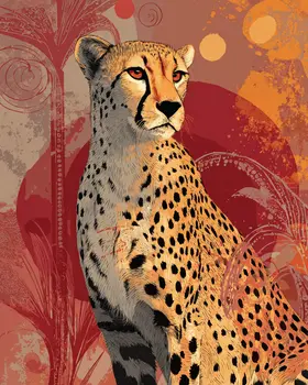 Stylized Cheetah Big Cats Art Print - 8"x10" Artwork