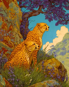 Luministic Cheetah Pair Big Cats Art Print - 8"x10" Artwork