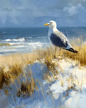 Lone Seagull - Wholesale Coastal Art Print - 8"x10" Artwork