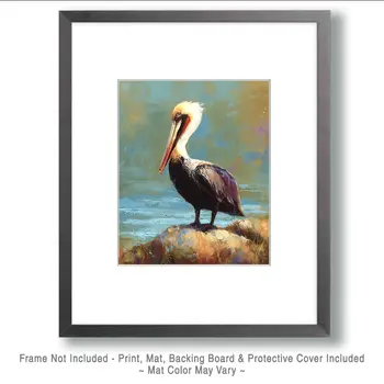 Single Pelican - Wholesale Coastal Art Print - 8"x10" Artwork