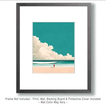 Lone Woman on Beach - Wholesale Coastal Art Print - 8"x10" Artwork