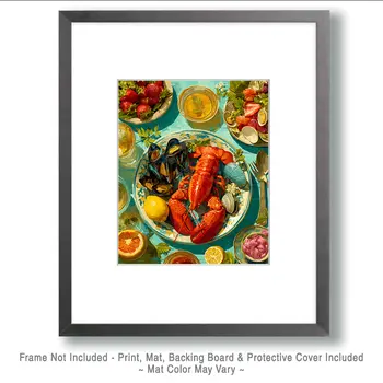 Maine Lobster Feast - Wholesale Coastal Art Print - 8"x10" Artwork