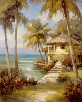 Tropical Coast Hideaway - Wholesale Coastal Art Print - 8"x10" Artwork