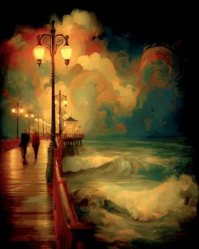 Long Walk on the Dock - Wholesale Coastal Art Print - 8"x10" Artwork