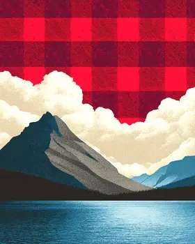 Buffalo Plaid Fishing Mountain Sky - Wholesale Coastal Art Print - 8"x10" Artwork