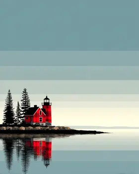 Buffalo Plaid Lighthouse - Wholesale Coastal Art Print - 8"x10" Artwork