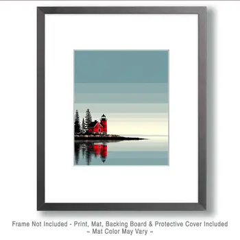 Buffalo Plaid Lighthouse - Wholesale Coastal Art Print - 8"x10" Artwork